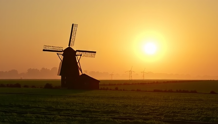 Sunrise over the Dutch farm